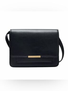 Zara Black Crossbody Bag with Gold Bar Accent